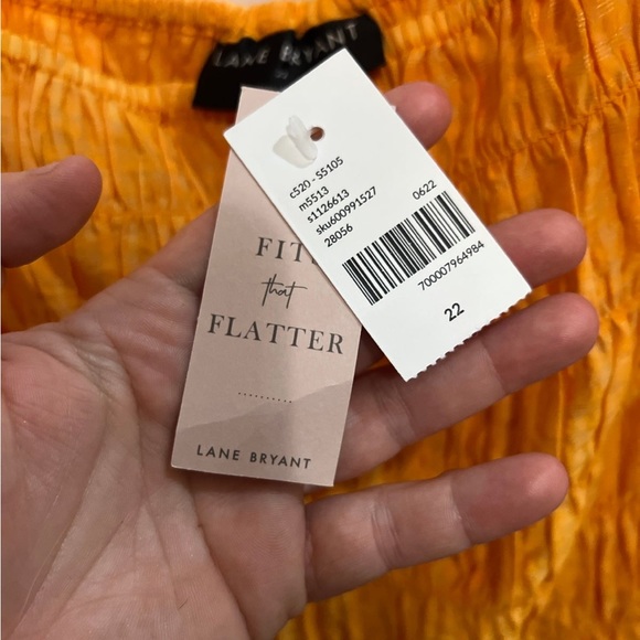 Lane Bryant Bright Orange Short Puffed Sleeve Blouse size 22 - Picture 3 of 6